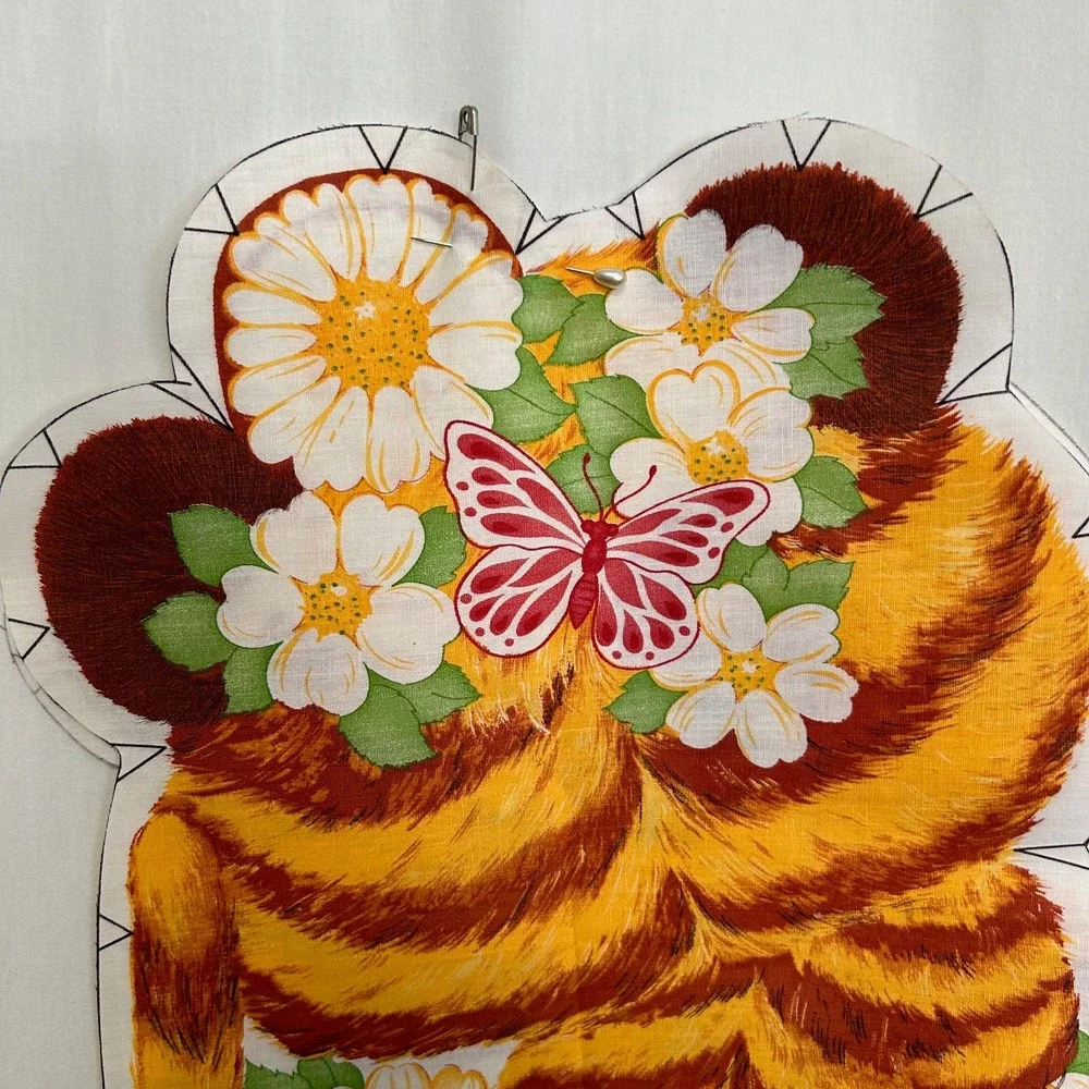 Vintage Striped Kitten Plush‎ Unfinished Project Complete HTF